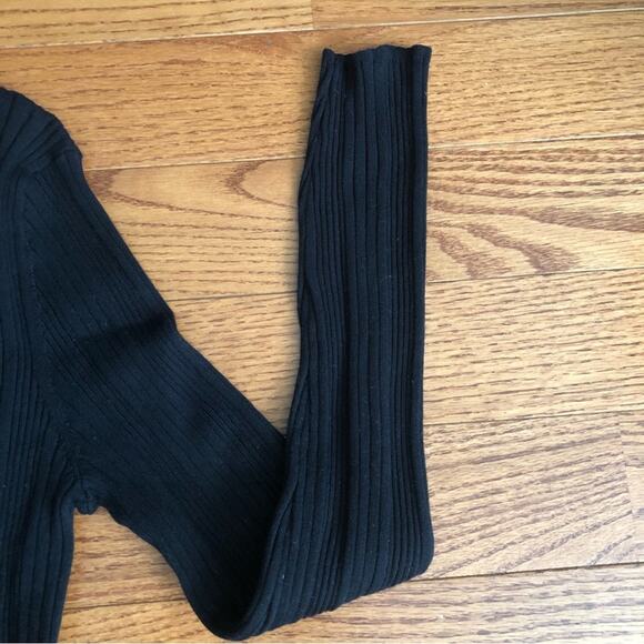 CABI Peplum Ruffle Party Ribbed Sweater Cardigan Black  Women’s Size L NWOT - Picture 8 of 11